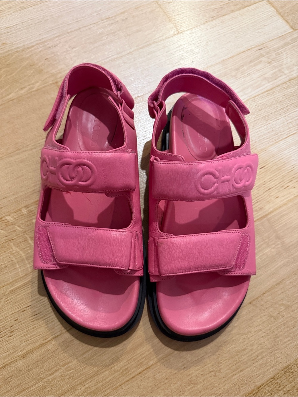 Jimmy Choo Hot Pink Leather Sandals